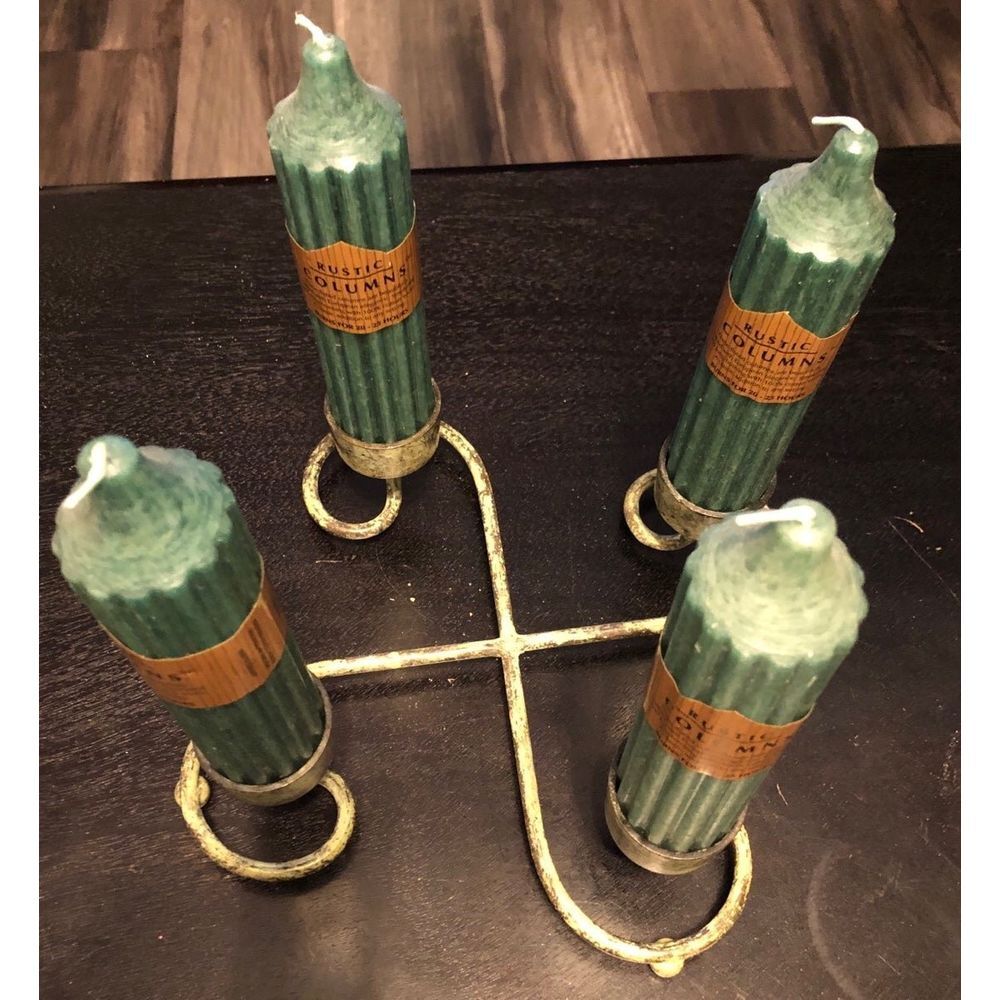 Northern Lights Rustic‎ Candle And Metal worn VTG Look Candle Holder